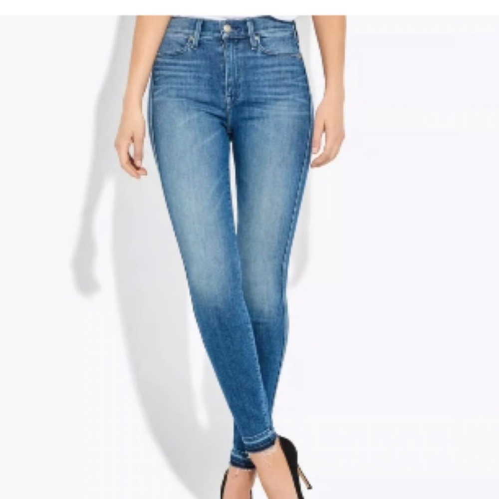 AYR The Riser Skinny High Rise Ankle Jeans Raw Hem in Neon Jupiter Wash. Size 29